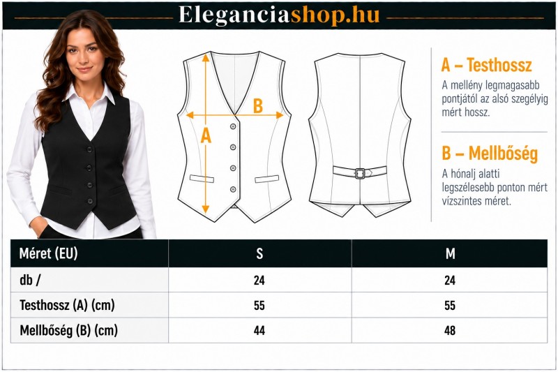 Női elegáns szövetmellény - Fekete